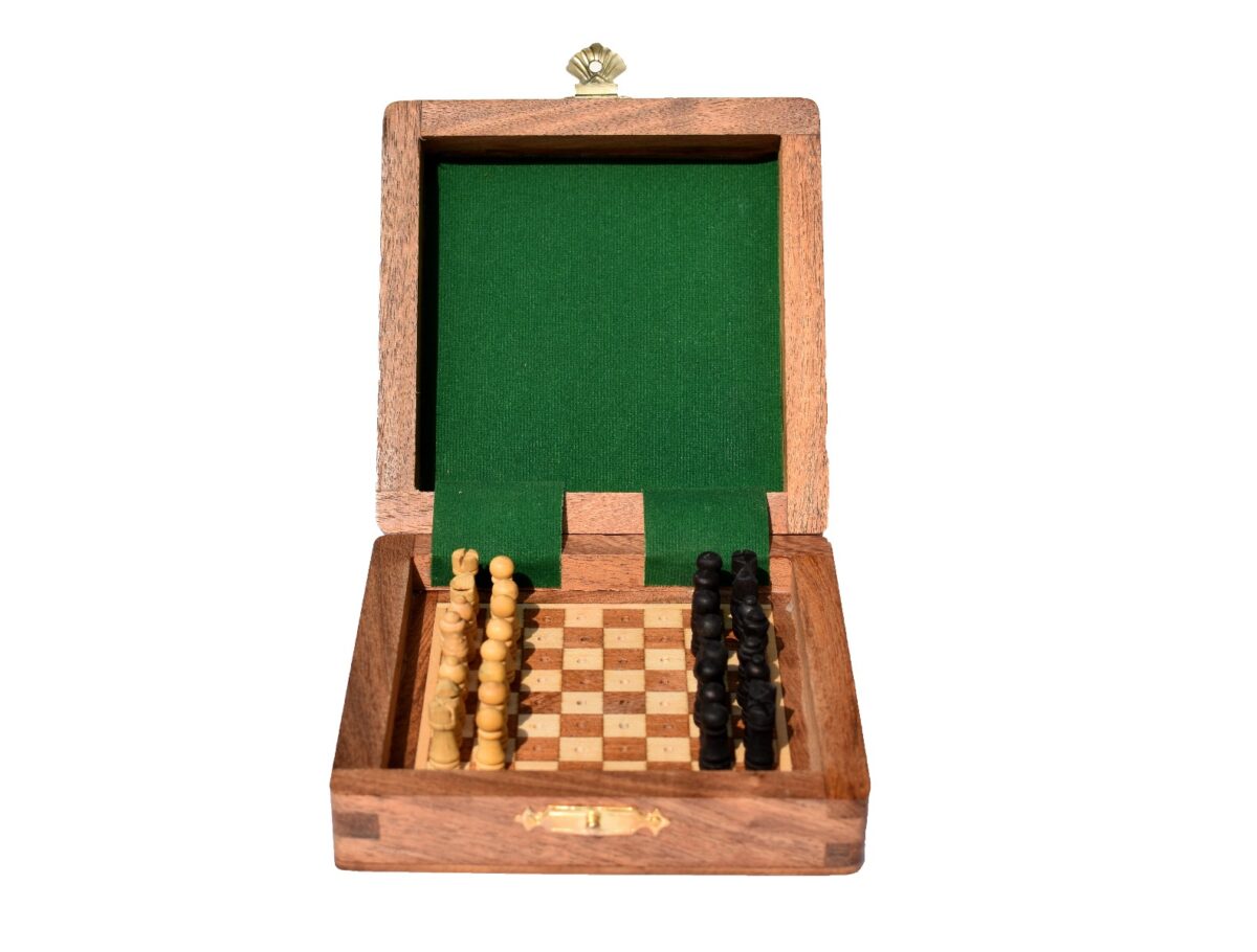 Travel Peg Chess set Maple & Acacia wood 4" Square-6389