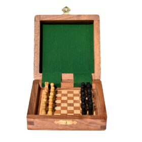 Travel Peg Chess set Maple & Acacia wood 4" Square-6389