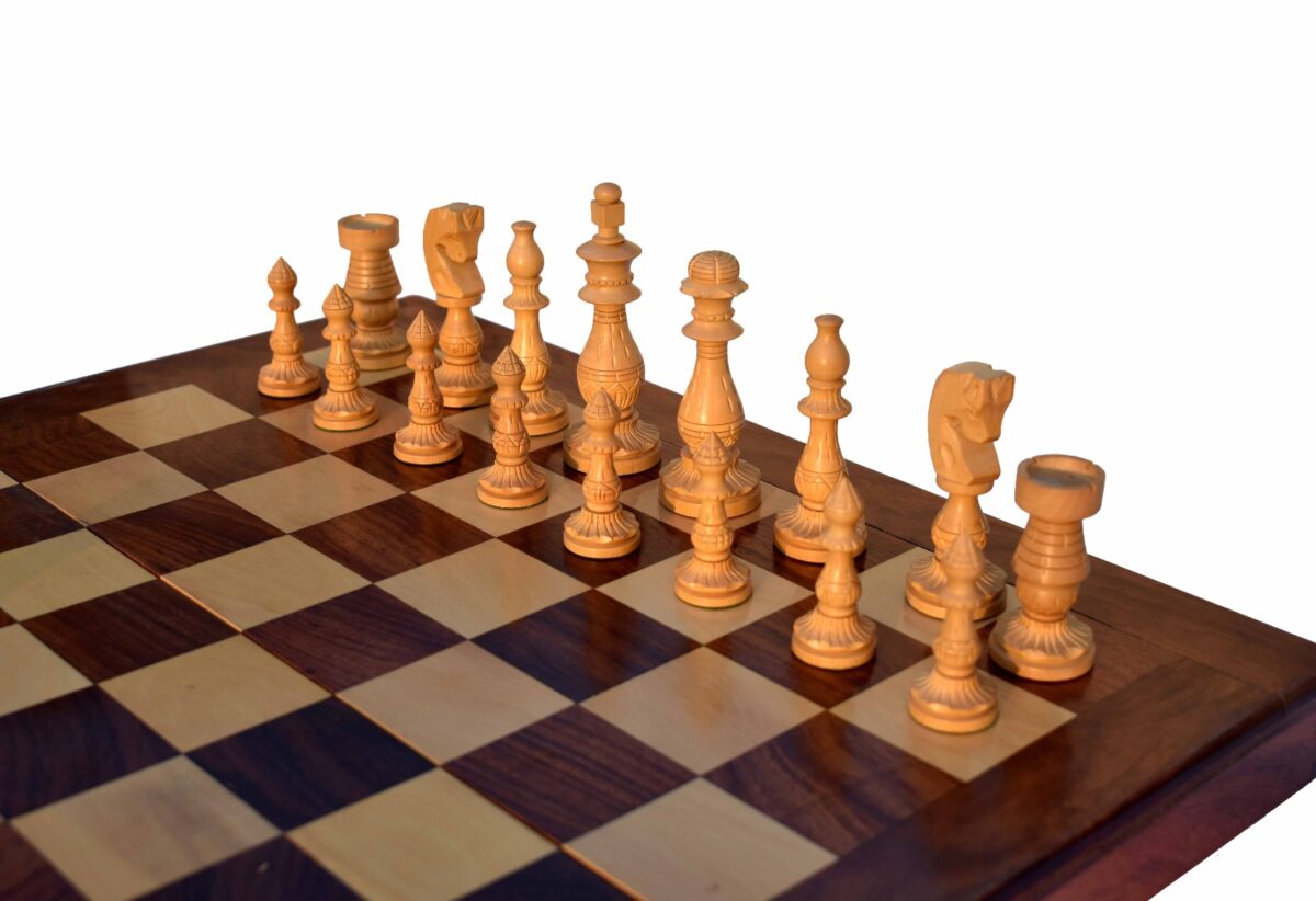 Gumat Series complete Chess set Boxwood & Sheesham 3.5" King with 16" Folding chess board-6638