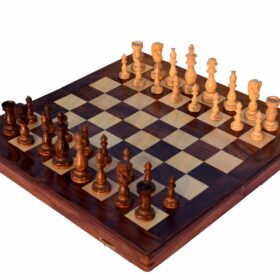 Gumat Series complete Chess set Boxwood & Sheesham 3.5" King with 16" Folding chess board-6634