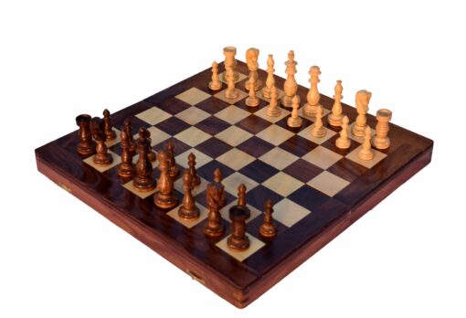 Gumat Series complete Chess set Boxwood & Sheesham 3.5" King with 16" Folding chess board-6634