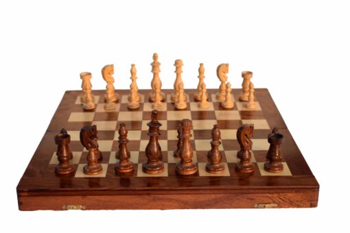 Gumat Series complete Chess set Boxwood & Sheesham 3.5" King with 16" Folding chess board-6635