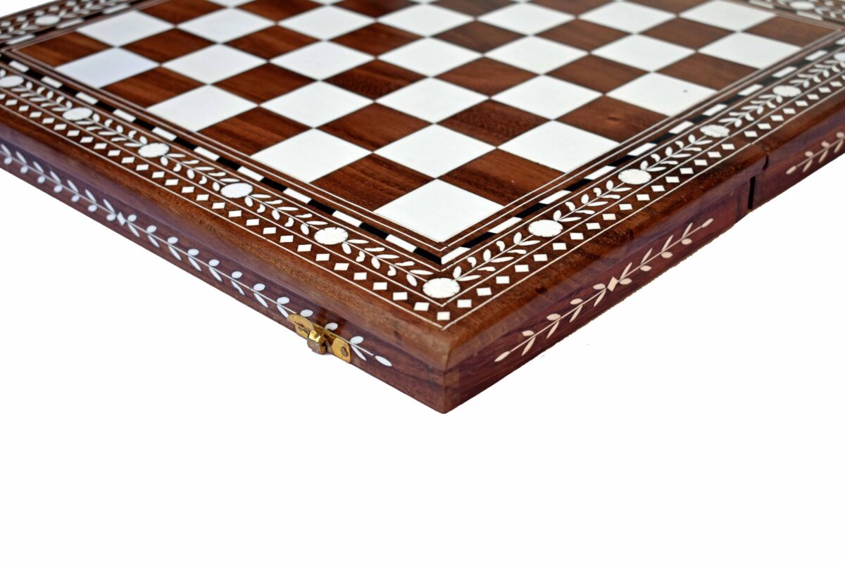 Heritage Series folding handcrafted Chess Board Sheesham wood with Inlay workmanship 16" x 16" -0