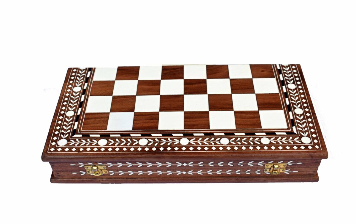 The Barleycorn Series Complete chess set Natural Bone & Black Stained Bone crafted 4" King with Chess Board -6551