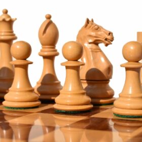 The Fierce Knight Complete chess set Boxwood & Sheesham 4" King with 2" Square chess board-6742