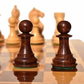 The Fierce Knight Complete chess set Boxwood & Sheesham 4" King with 2" Square chess board-6743