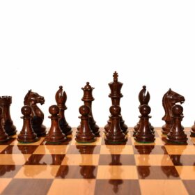 The Fierce Knight Complete chess set Boxwood & Sheesham 4" King with 2" Square chess board-6746