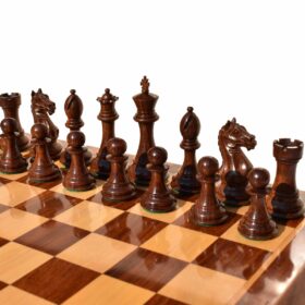 The Fierce Knight Complete chess set Boxwood & Sheesham 4" King with 2" Square chess board-6747