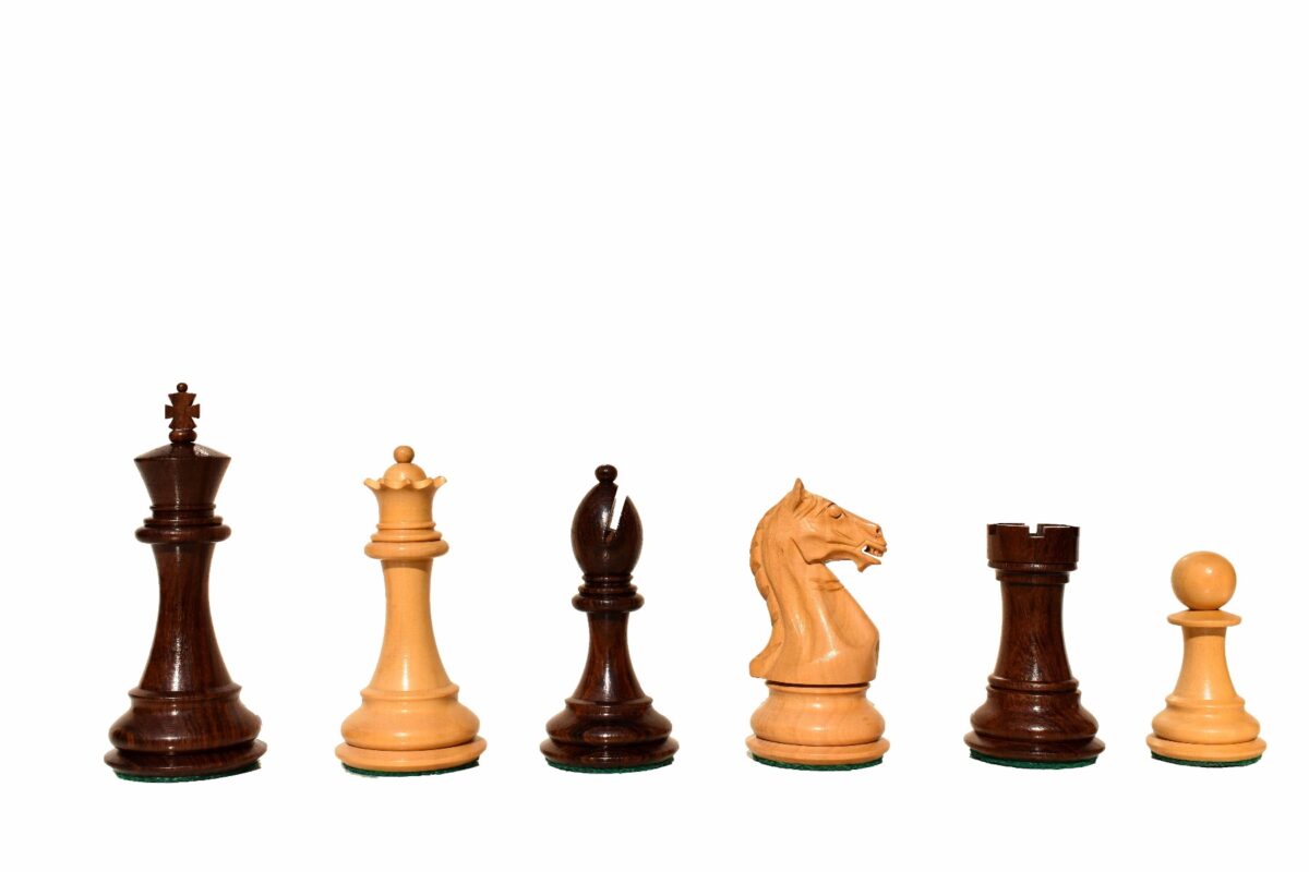 The Fierce Knight Complete chess set Boxwood & Sheesham 4" King with 2" Square chess board-6748