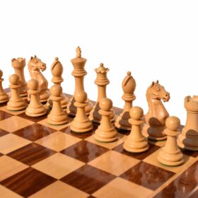 The Fierce Knight Complete chess set Boxwood & Sheesham 4" King with 2" Square chess board-6745