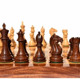 The Fierce Knight Complete chess set Boxwood & Sheesham 4" King with 2" Square chess board-6741