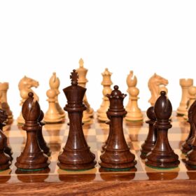 The Fierce Knight Complete chess set Boxwood & Sheesham 4" King with 2" Square chess board-6739