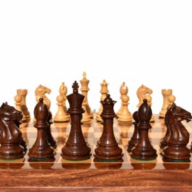 The Fierce Knight Complete chess set Boxwood & Sheesham 4" King with 2" Square chess board-0