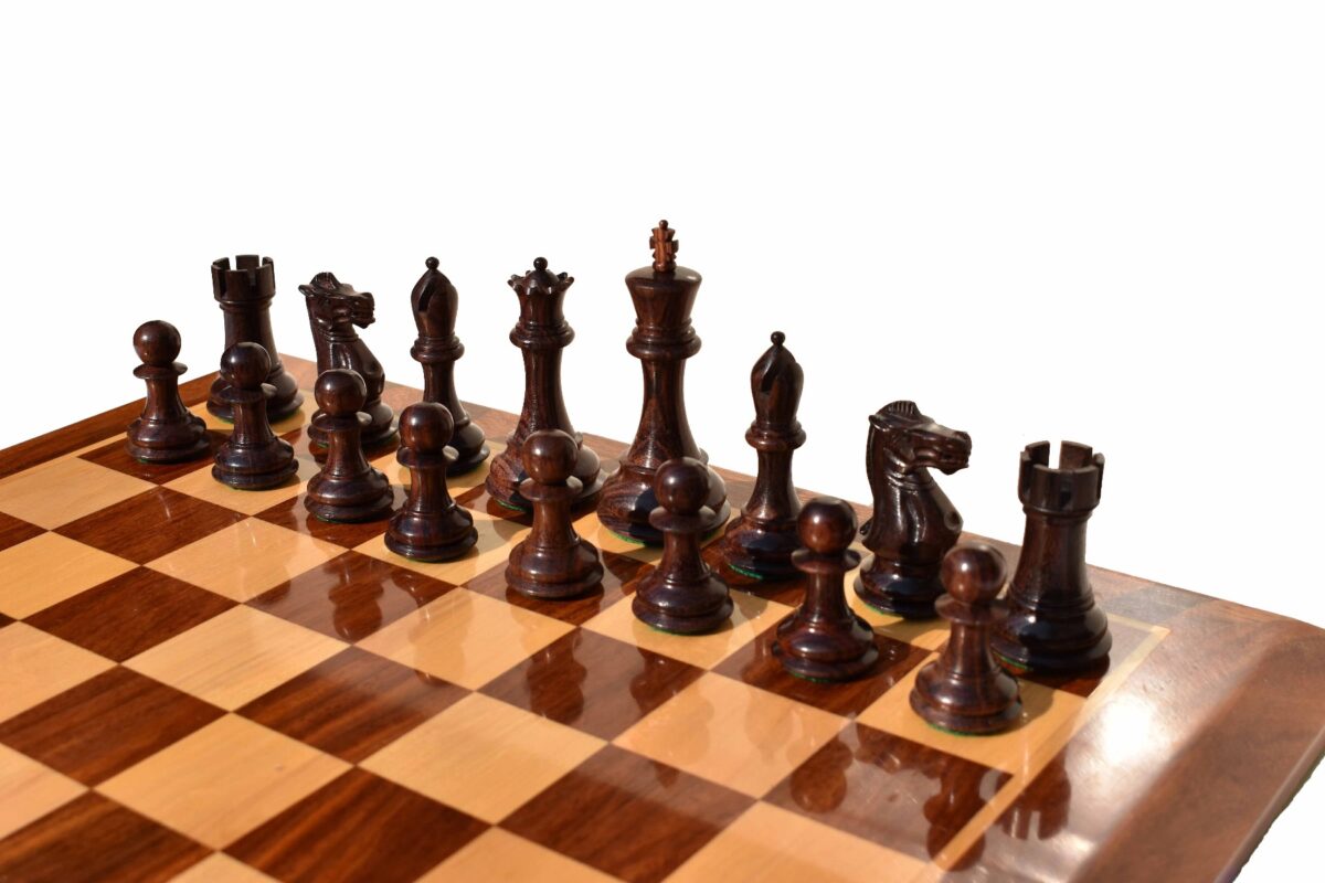 The Players Series complete chess set Boxwood & Rosewood 3.75" King with 2" square chess board-6680