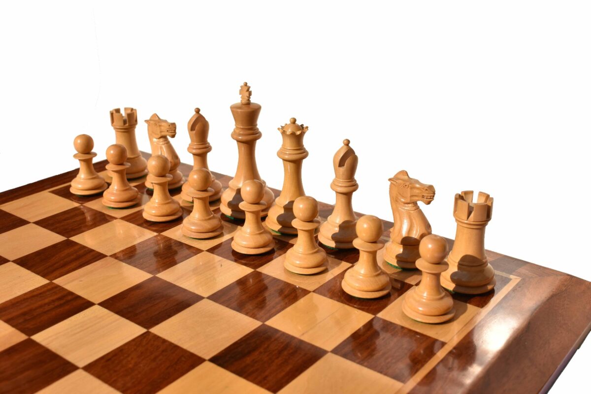 The Players Series complete chess set Boxwood & Ebonized 3.75" King with 2" Square chess board-6687