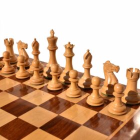 The Players Series complete chess set Boxwood & Ebonized 3.75" King with 2" Square chess board-6687