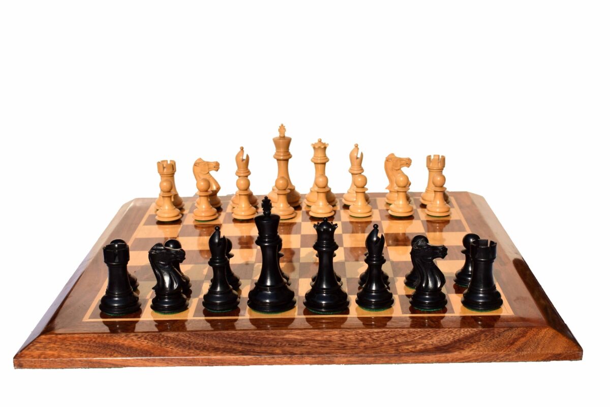 The Players Series complete chess set Boxwood & Ebonized 3.75" King with 2" Square chess board-6684