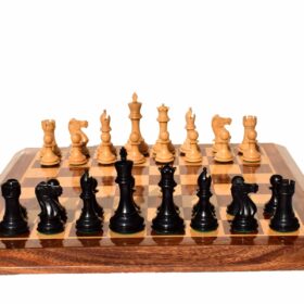 The Players Series complete chess set Boxwood & Ebonized 3.75" King with 2" Square chess board-6684