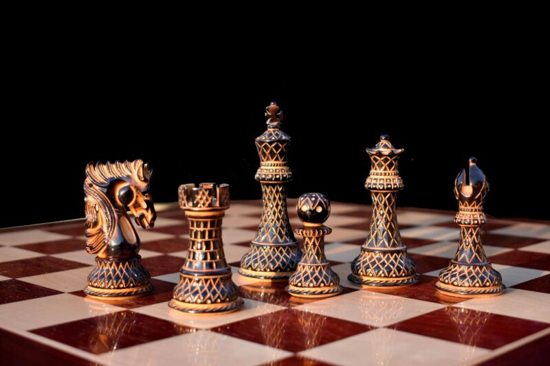 Limited Edition Designer Parker Series Chess Pieces Boxwood Burnt High Glossy 4" King-0