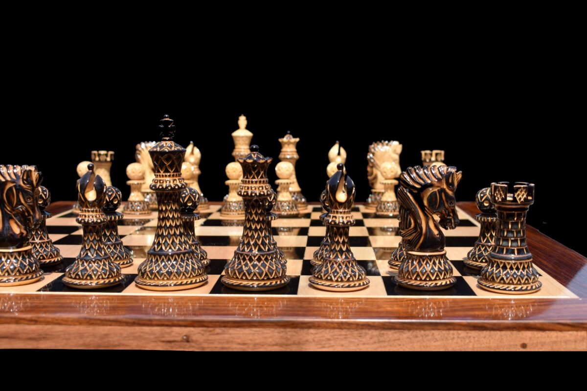 Limited Edition Designer Parker Series Chess Pieces Boxwood Burnt High Glossy 4" King-7396