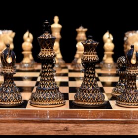 Limited Edition Designer Parker Series Chess Pieces Boxwood Burnt High Glossy 4" King-7403