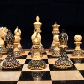 Limited Edition Designer Parker Series Chess Pieces Boxwood Burnt High Glossy 4" King-7404