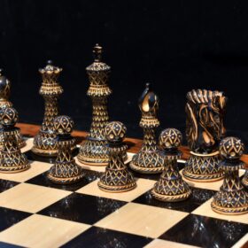 Limited Edition Designer Parker Series Chess Pieces Boxwood Burnt High Glossy 4" King-7397