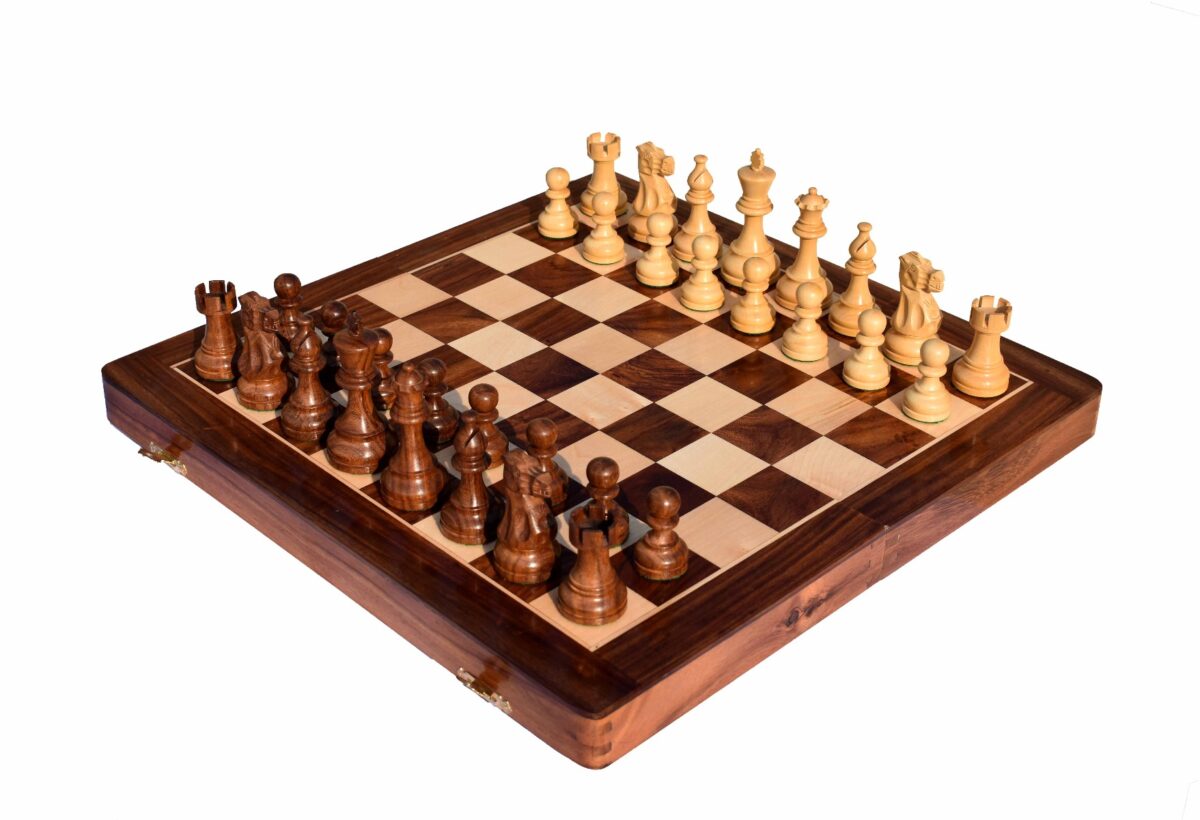 The American Series Chess Set Boxwood & Sheesham 3.75" King with 18" Chess Board-0