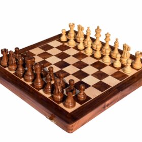 The American Series Chess Set Boxwood & Sheesham 3.75" King with 18" Chess Board-0