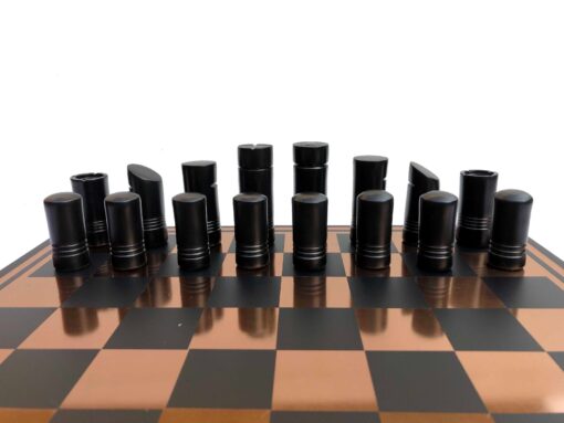 Classical Art Series chess set Rose-gold & Black Coated Alluminum 13" x 13" with 2.5" Chess Pieces -6840