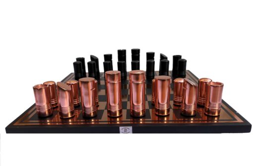 Classical Art Series chess set Rose-gold & Black Coated Alluminum 13" x 13" with 2.5" Chess Pieces -6836