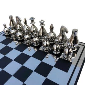 Eglon Series Chess Set Alluminum & Black Coated Aluminum 3.5" king with 16" Chess board-6848