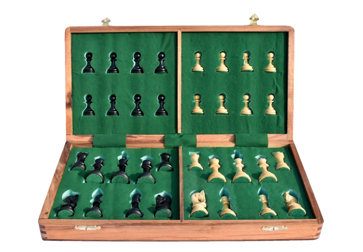 Yugoslavia Series Chess set Boxwood & Ebonized 3" King with 16" Folding Chess Board-6815