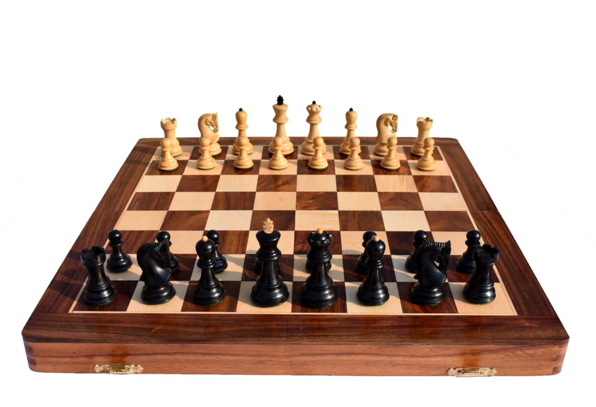 Yugoslavia Series Chess set Boxwood & Ebonized 3" King with 16" Folding Chess Board-6807