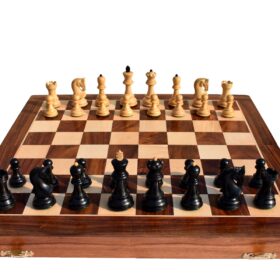 Yugoslavia Series Chess set Boxwood & Ebonized 3" King with 16" Folding Chess Board-6807