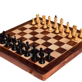 Yugoslavia Series Chess set Boxwood & Ebonized 3" King with 16" Folding Chess Board-0