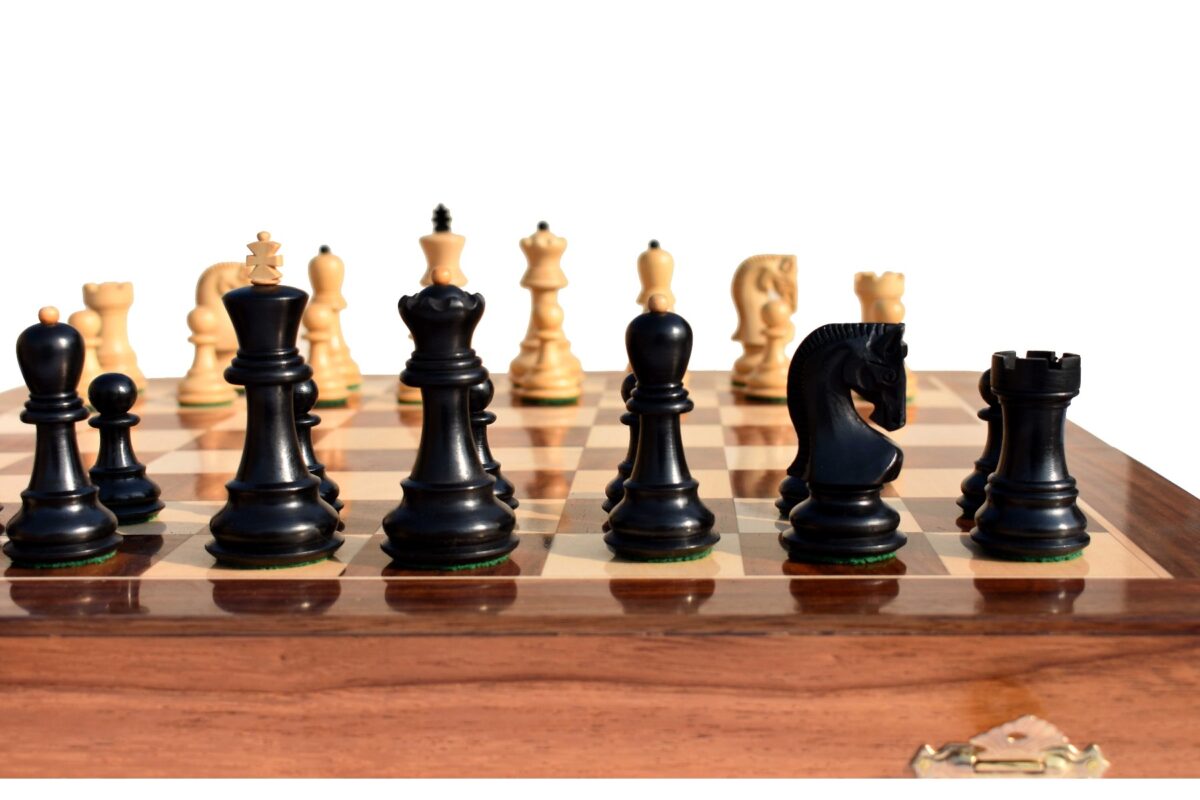 Yugoslavia Series Chess set Boxwood & Ebonized 3" King with 16" Folding Chess Board-6813