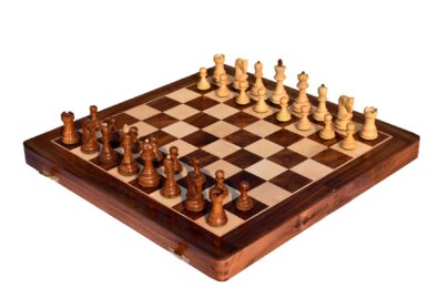 Yugoslavia Series Chess set Boxwood & Sheeshma 3" King with 16" Folding Chessboard-0