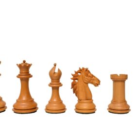 The Alexander Stallion Chess set Boxwood & Ebony 4.4" King with 2.25" Square Chess Board-6974