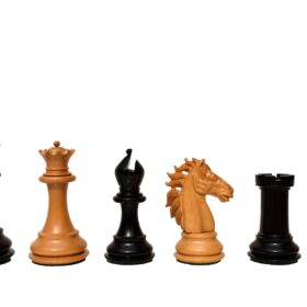 The Alexander Stallion Chess set Boxwood & Ebony 4.4" King with 2.25" Square Chess Board-6975