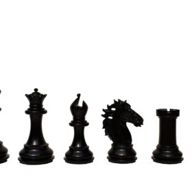 The Alexander Stallion Chess set Boxwood & Ebony 4.4" King with 2.25" Square Chess Board-6976