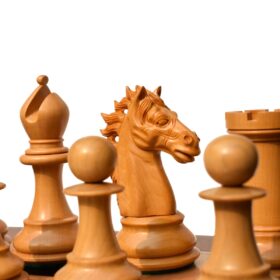 The Alexander Stallion Chess set Boxwood & Ebony 4.4" King with 2.25" Square Chess Board-6968