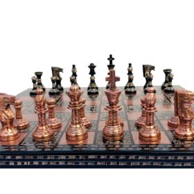 Ancient Art Series Brass chess set Copper color & Black Color Coated 3.5" King with 14" chess board -6879