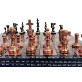 Ancient Art Series Brass chess set Copper color & Black Color Coated 3.5" King with 14" chess board -0