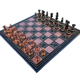 Ancient Art Series Brass chess set Copper color & Black Color Coated 3.5" King with 14" chess board -6882