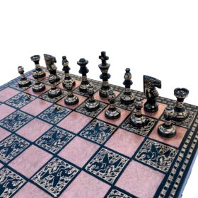 Ancient Art Series Brass chess set Copper color & Black Color Coated 3.5" King with 14" chess board -6886