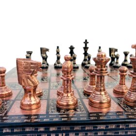 Ancient Art Series Brass chess set Copper color & Black Color Coated 3.5" King with 14" chess board -6880