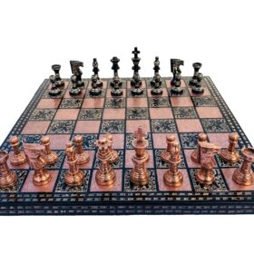 Ancient Art Series Brass chess set Copper color & Black Color Coated 3.5" King with 14" chess board -6881