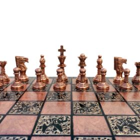 Ancient Art Series Brass chess set Copper color & Black Color Coated 3.5" King with 14" chess board -6883