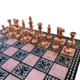 Ancient Art Series Brass chess set Copper color & Black Color Coated 3.5" King with 14" chess board -6884